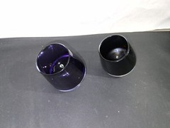 Vintage Roly Poly Shot Glasses Schnapps Cups Mugs Purple Black Set of 2