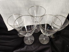 VINTAGE GORHAM MONTCLAIR PLATINUM RIM WATER GOBLET GLASSES (5)