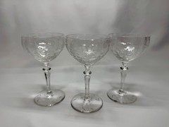 Set of 3 Rock Sharpe 2011-4 Champagne/Tall Sherbet Crystal Glasses Vintage