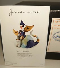 Set (2) Goebel Rosine Wachtmeister Cats German Drink Glasses Gold Gilt 2010 NIB!