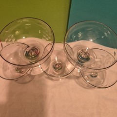 Set of 5 Vintage Princess House Etched Grape Champagne or Sherbet Glasses