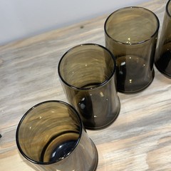 SET 6 Vintage Libbey Tawny Impromptu Brown Flat Tumbler 4 3/4″ 12 oz