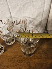 MCM Black White Gold 10oz Glass Tumblers Vintage 5.5″Hx3″W SET OF 4