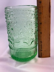 Park Designs Petals Pattern Green Glass Flat Tumbler 16 oz Replacement