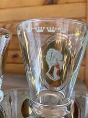 MCM Vtg. Set 5 Royal Lady Portrait Shot Glasses Gold Cleopatra/Jospehine…