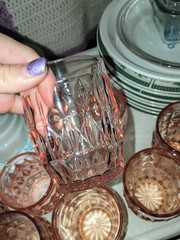Jeannette Glass WINDSOR DIAMOND Pink Flat Water Tumbler 6-3 3/4inch & 6 4 3/4 12