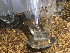 vintage etched cocktail glasses berry pattern (set of 5) 4.5” tall 8oz to rim