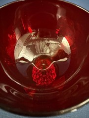 vintage Morgantown Glass Works clear/ruby champagne saucer GOLF BALL c.1931-1939