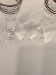 Pier 1 Reddish Brown/Gold Swirline Hand Blown 9″ Flutes Set Of 2 Discontinued