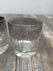 4 Pc Mid-Century Modern Queen’s Lusterware Silver Fade Lowball Glass Set