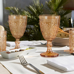 Amber Wine Glasses, Amber Goblets, Vintage Wine Glasses, Colored Wine Glasses Se