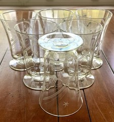 Vintage Set of 6 Shooting Star Footed Tumbler Iced Tea Glasses Round Base Optic