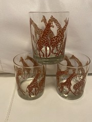 Vintage Tastesetter Giraffe Double Old Fashioned Barware Glass Set Of 3