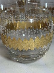 Vintage set Of 7 Pasinski roly poly Glasses MCM 22K gold encrusted filigree