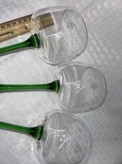 Vintage Verrerie D’Arques France Wine Green Stem Luminarc Monogram “S” Set Of 3