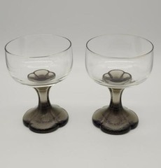 2 Rosenthal Smoked Textured 4 Leaf Stem Cordial Glasses MCM – EXTREMELY RARE!
