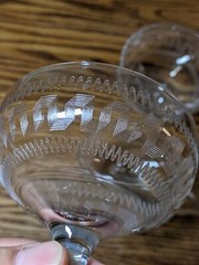 Edwardian Pall Mall Coupe/ Champaign Glasses Greek Key Design- Set of 4
