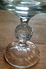 Import Assoc Clear Etched Glass Cascade Wine Stem Multifaceted Ball on Stem