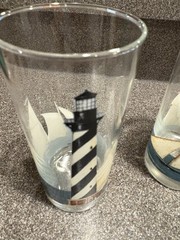 2 By The Sea Nautical Drinking Glasses Lighthouse Sailboat David Carter Brown