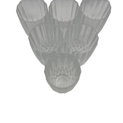 Six Crystal Tumblers Elegant Ribbed Design Clear Glassware Set Durable & Stylish