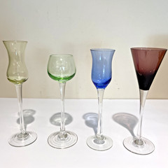 Cellini Crystal Stemware Cordial Glasses Long Stem Italy Colorful Set of 4 NEW