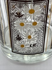 LIBBEY Set Of 4 DAISY Double Old Fashion GLASSES GLASS BROWN GOLD 1970 VINTAGE