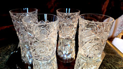 4 ANTIQUE AMERICAN BRILLIANT Cut Glass Tumblers Glasses 1890’s GORGEOUS!