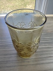 Vtg Anchor Hocking SpringSong Honey Gold Amber Flat Juice Glass 3.75”