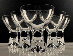 Iittala Tapio Sherry Glasses Set of 6 Finland Tapio Wirkkala Bubble Stem