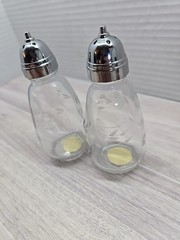 Princess House Heritage Crystal 471 Salt Pepper Shaker Etched Floral 4 1/4 in