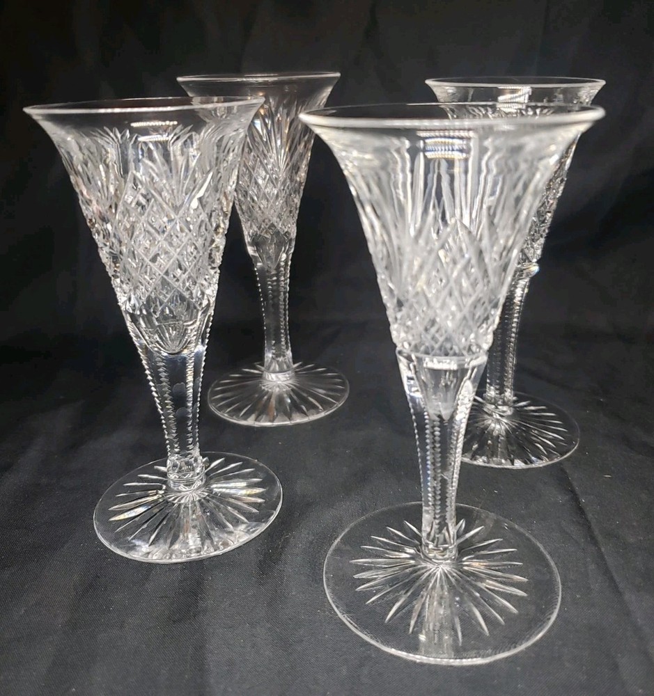 4 – American Brilliant Glass Cordial Star and Pinwheel Design Zipper Cut Similar