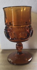 Vintage 70’s Indiana Glass Colony Gold Crown Amber Water Goblets (SET of 6)