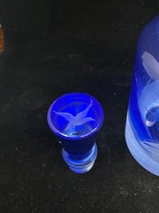 Artel Etched Crystal Golden Age of Yachting Beverage Set in Cobalt