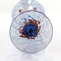 Vintage Salviati Venetian Murano Sapphire Blue Rose Swan Stem Blown Glass Goblet