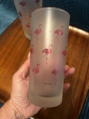 Culver White Frosted Flamingo High Ball Glasses – 2