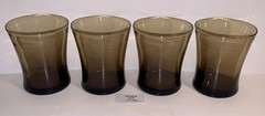 4 Anchor Hocking Linden Smokey Brown Tawny Glass Flared Tumblers Lowball Vintage