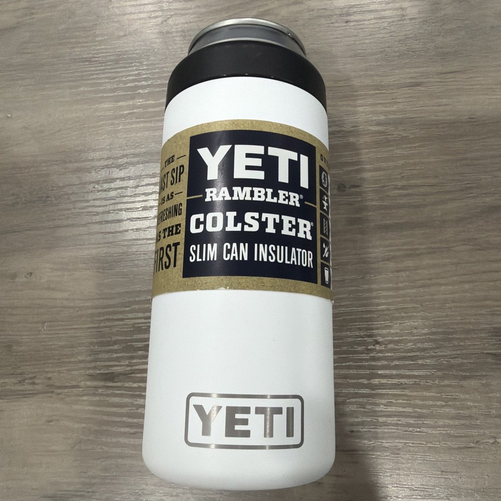 YETI Rambler Colster 12 oz Slim Can Cooler Insulator – White NEW 100% AUTHENTIC