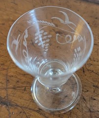 Antique c. 1760 Georgian 18th Century Engraved Wine Cup Cordial Glass 3 3/4″