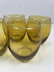 Vintage MCM Roly Poly Drinking Tumblers Glasses Cocktail Barware Amber Retro