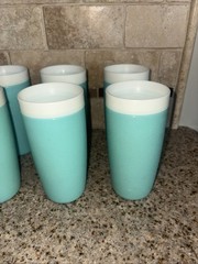 Vintage Bolero Thermoware Tumblers Set of 6 Teal Turquoise #E83