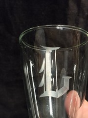 Etched Monogramed Letter L Drinking Glasses Pair