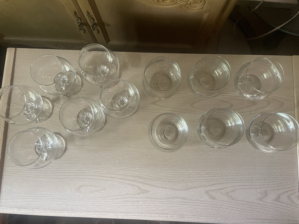 10pc Clear Glass Cocktail Glasses Assorted Stemless & Stemmed, Round