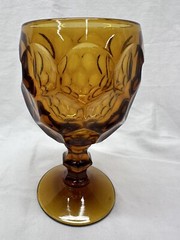 Vintage 1960s Imperial Glass Co Amber Thumbprint Cordial Glass -Compete Your Set