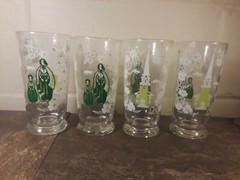 Vintage Libbey Glass – Set (4) – Old Southern Church Family Tumblers – 6″ EUC