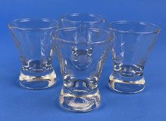 Vintage Mid Century Shot Glasses Barware Etched Dots 3″ Set of 4 1950’s USA