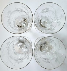 VTG Crystal Etched Set 4 Wheat Pattern Maryland Goblet Stem 3139 Cambridge Wine