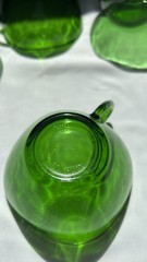 Vereco France Green Glass Cups Set Seven-Piece Round Glossy Printed Backstamp