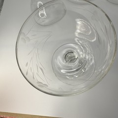 5 Champagne Etched Floral Wine Glasses Goblets Coupe Crystal Stemware Vtg Bar