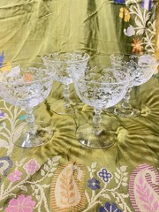 Vintage Fostoria Navarre Etched Crystal Champagne/Tall Sherbet Coupe Set Of 4