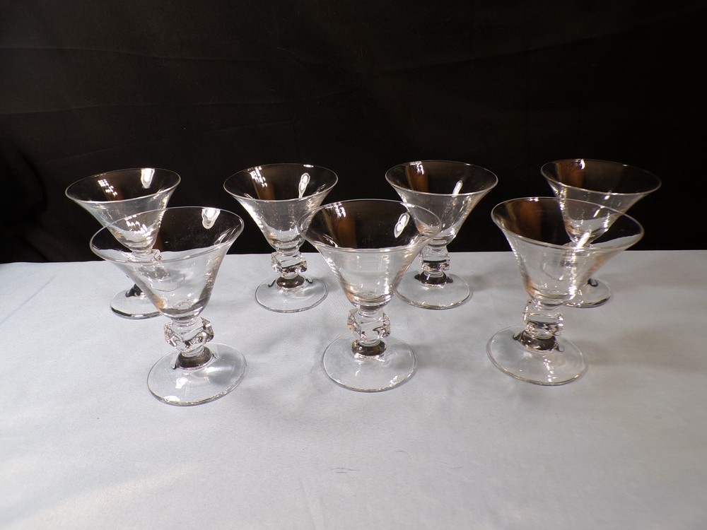 Set of 7 Bryce Clear Glass Hellenic Liquor Cocktail Glasses 4″ Tall